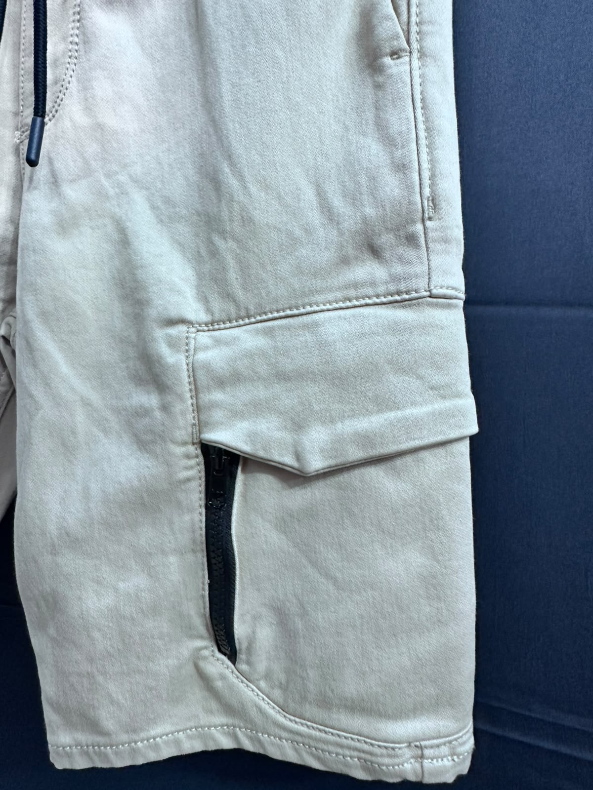 Men's Beige Cargo Shorts with Drawstring Waist