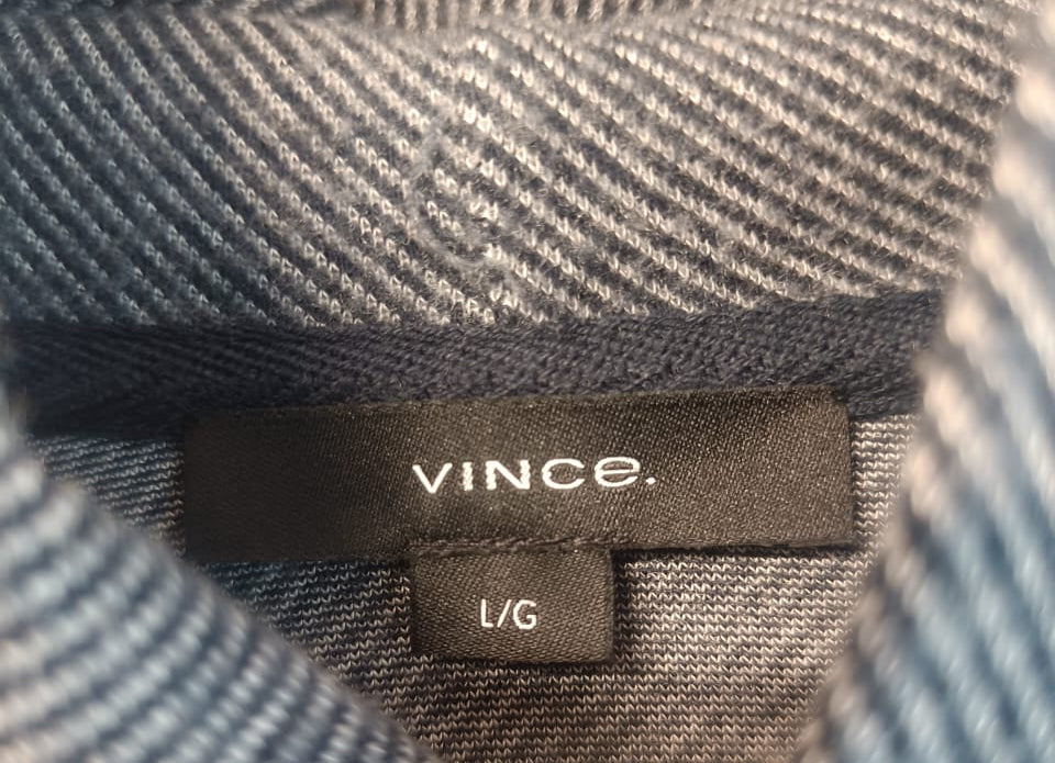 Vince. Men's Grey Striped Long Sleeve Hoodie