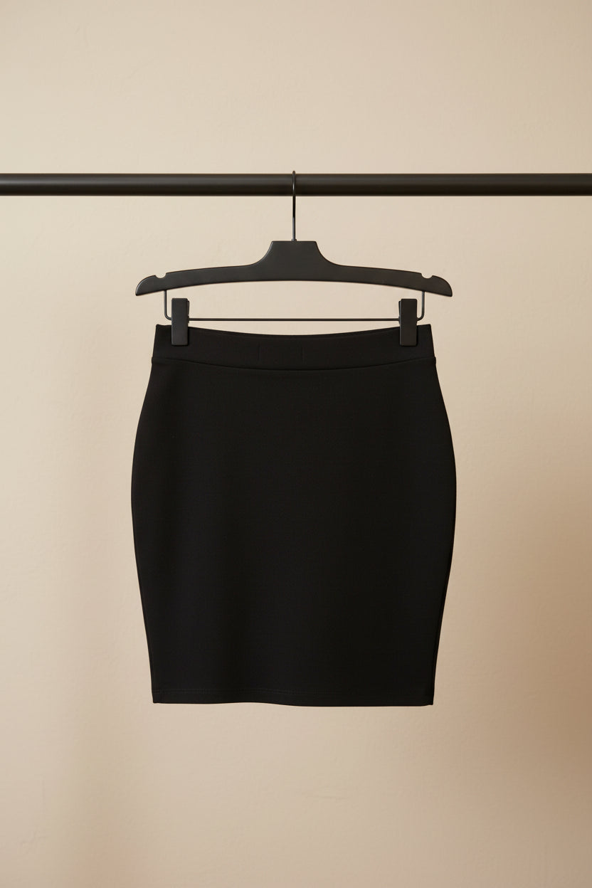 Black Mini Skirt with Rhinestone Buckles