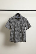 Bulan Bintang Men's Navy Blue Printed Relaxed Fit Short Sleeve Shirt
