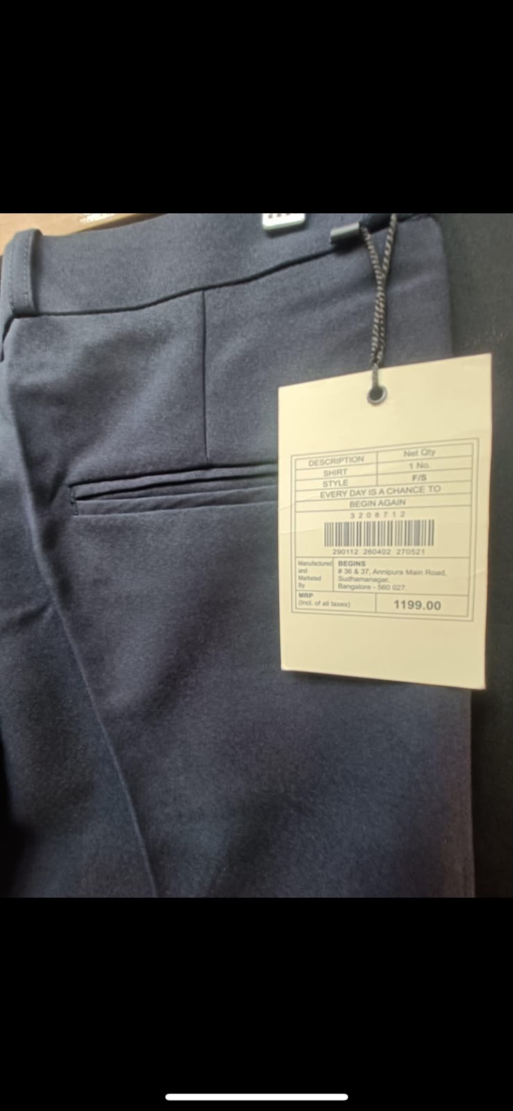BEGINS Men's Navy Blue Formal Trousers