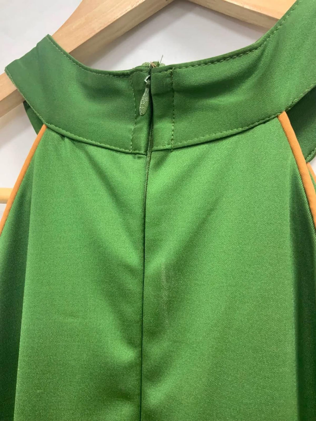 Green Halterneck Bodycon Long Dress with Contrast Piping