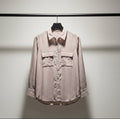 LUCKY BRAND Women's White and Brown Striped Long Sleeve Button-Up Shirt
