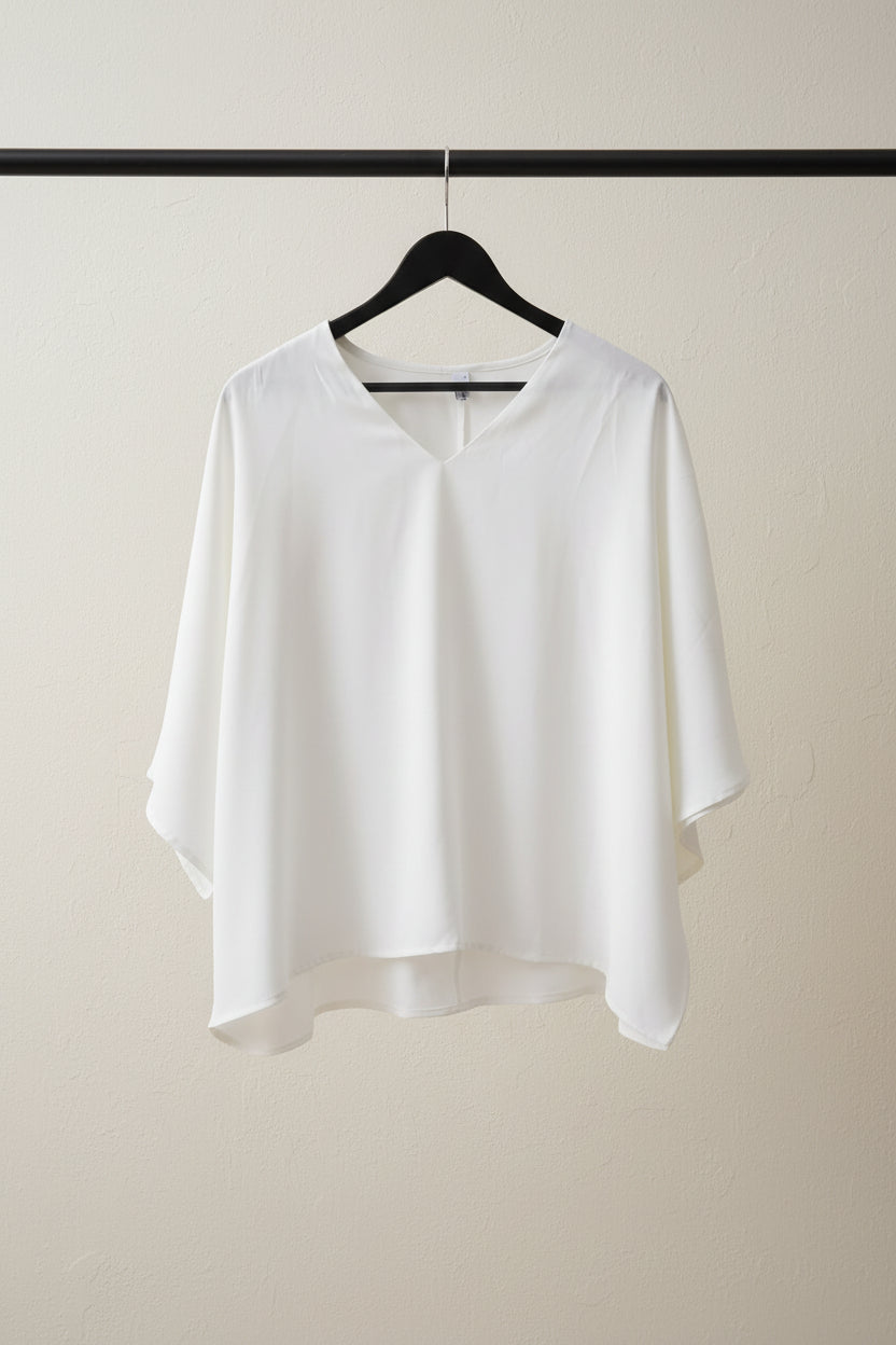 zee Women's White V-Neck Dolman Sleeve Blouse