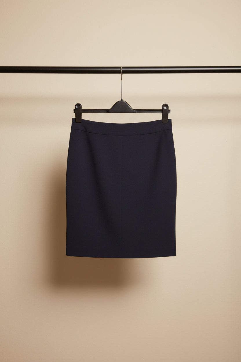 Women's Navy Blue Slim Fit Knee-Length Skirt