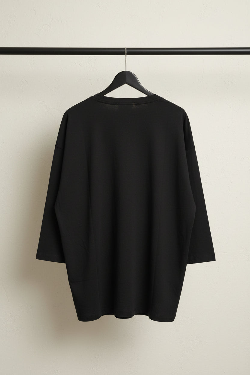 Primark Black Oversized 3/4 Sleeve Tunic Top with Pockets