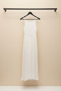 White Shirred Bodice Crinkle Maxi Dress