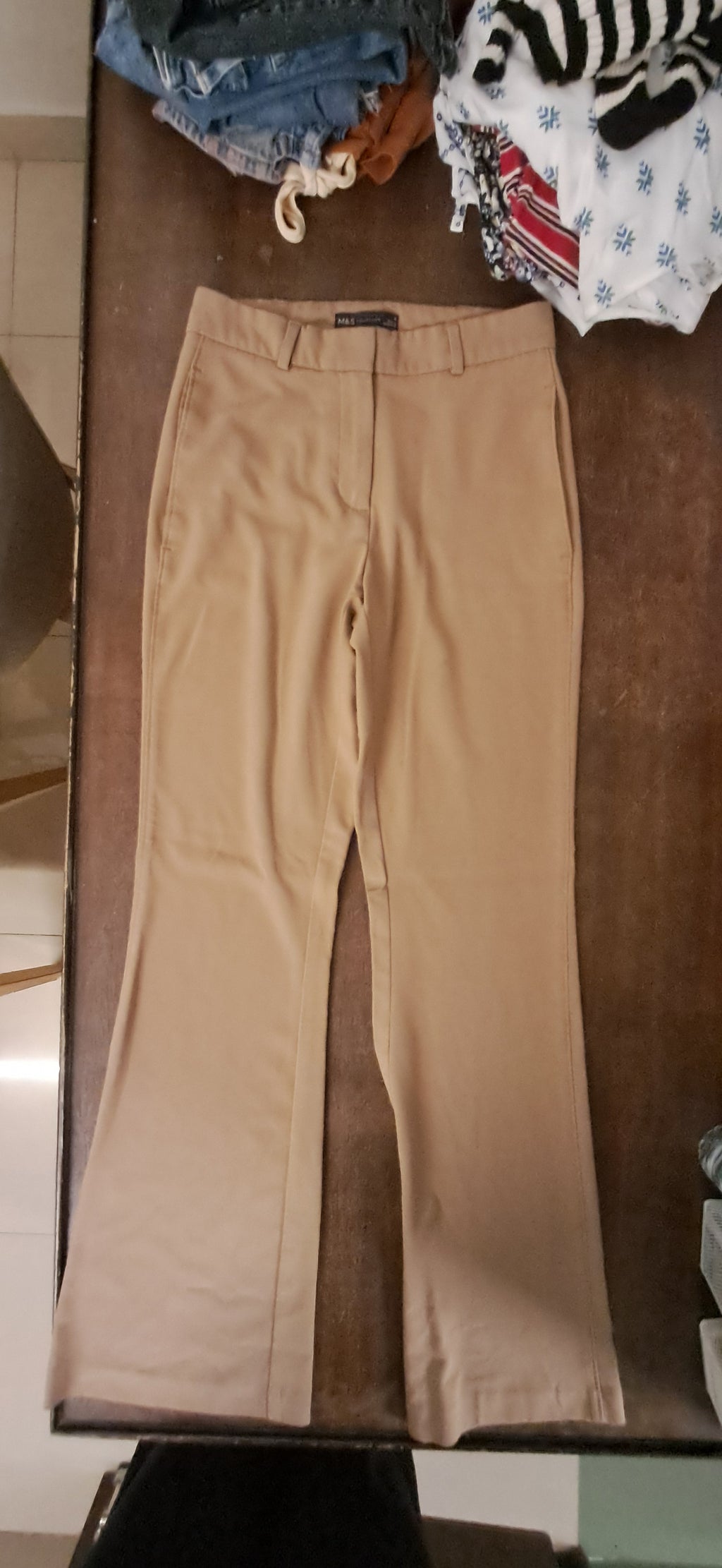 M&S COLLECTION Women's Beige Flared Trousers UK 6