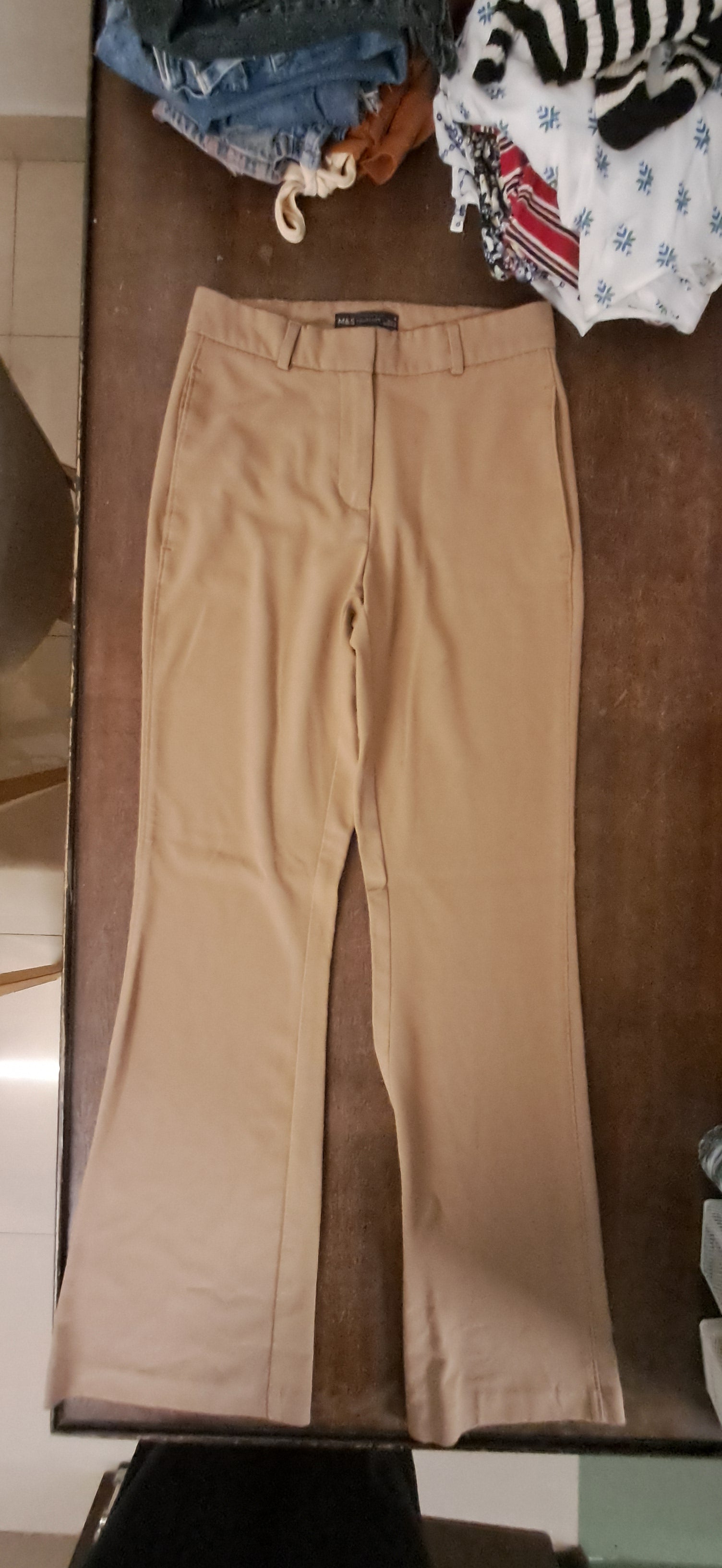 M&S COLLECTION Women's Beige Flared Trousers UK 6
