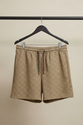 Men's Beige Checkered Drawstring Shorts by ATTIR HUB