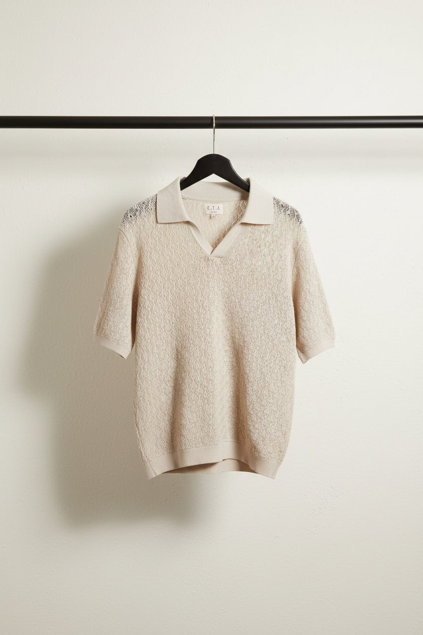 E.T.A. Relaxed Fit Beige Knitted V-Neck Top
