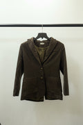 Saint Laurent Paris Women's Brown Herringbone Wool Blazer Jacket