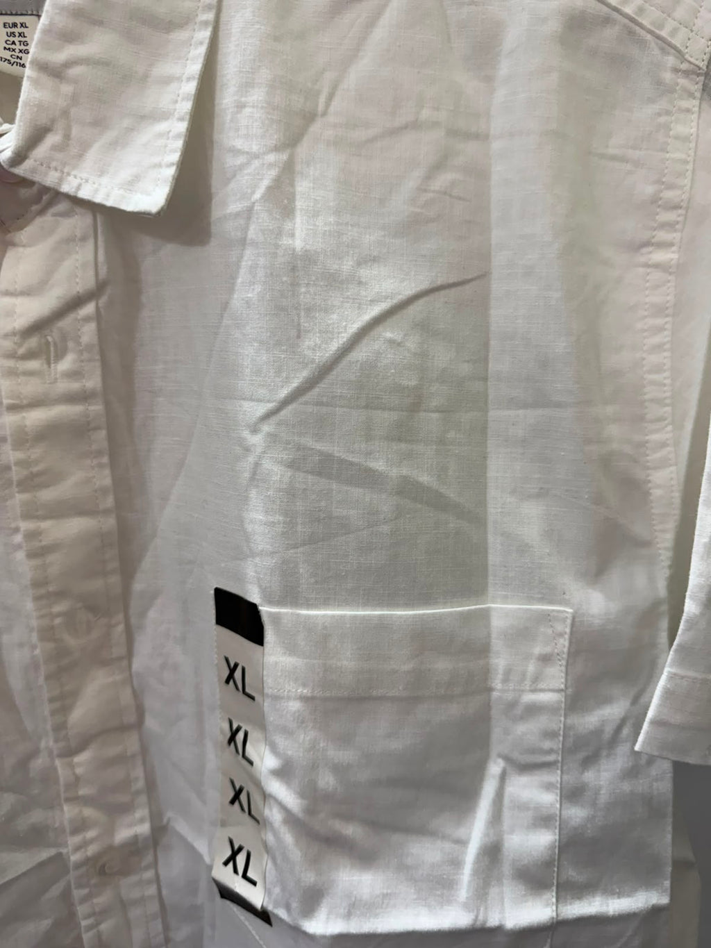 Men's  White Relaxed Fit Short-Sleeve Linen Shirt