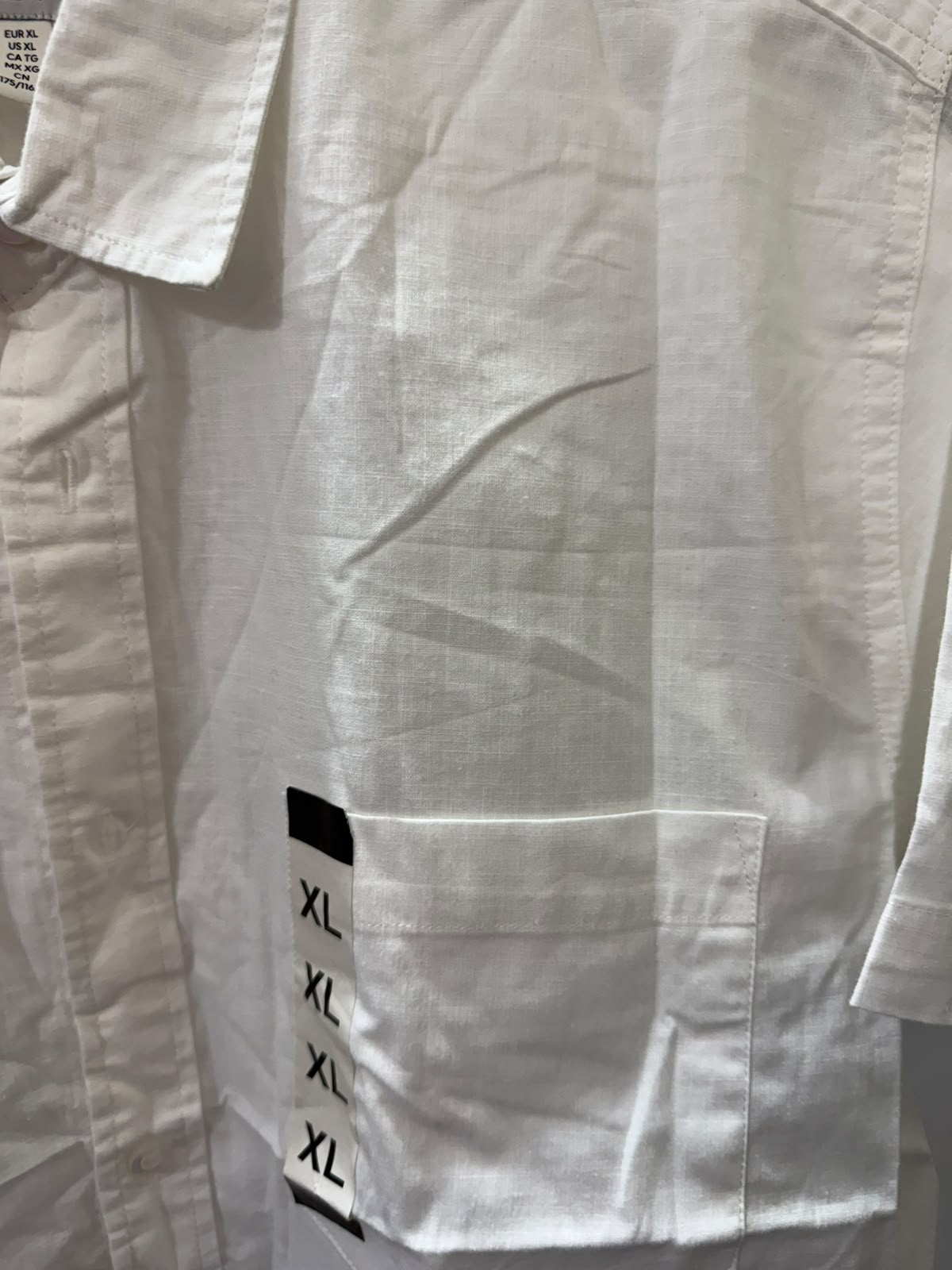Men's  White Relaxed Fit Short-Sleeve Linen Shirt