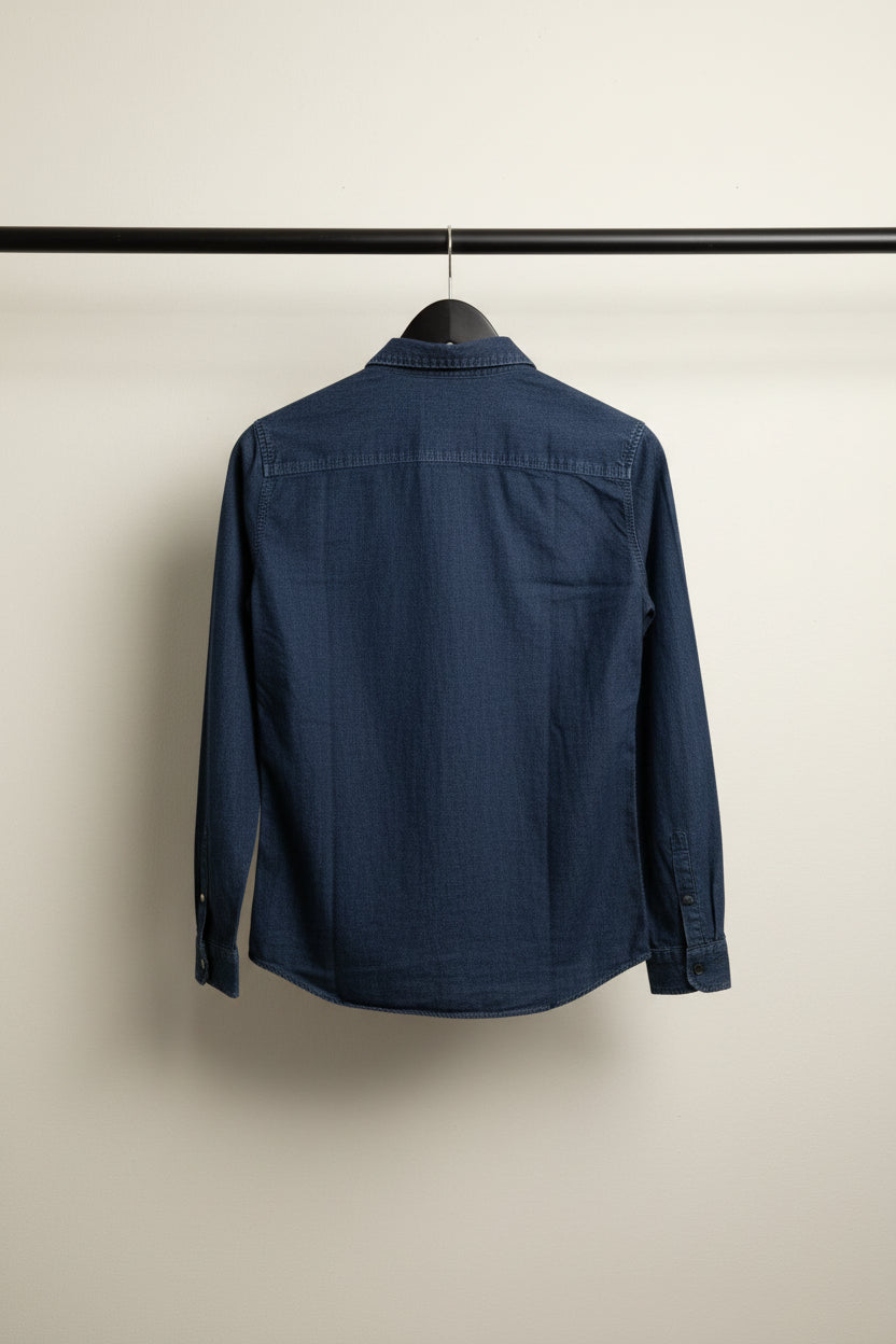 Blue Ridge Men's Navy Blue Denim Long Sleeve Shirt
