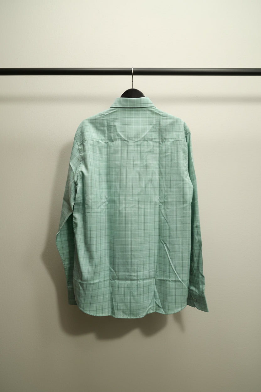 KOKOPELLI Men's Mint Green Plaid Long Sleeve Casual Shirt