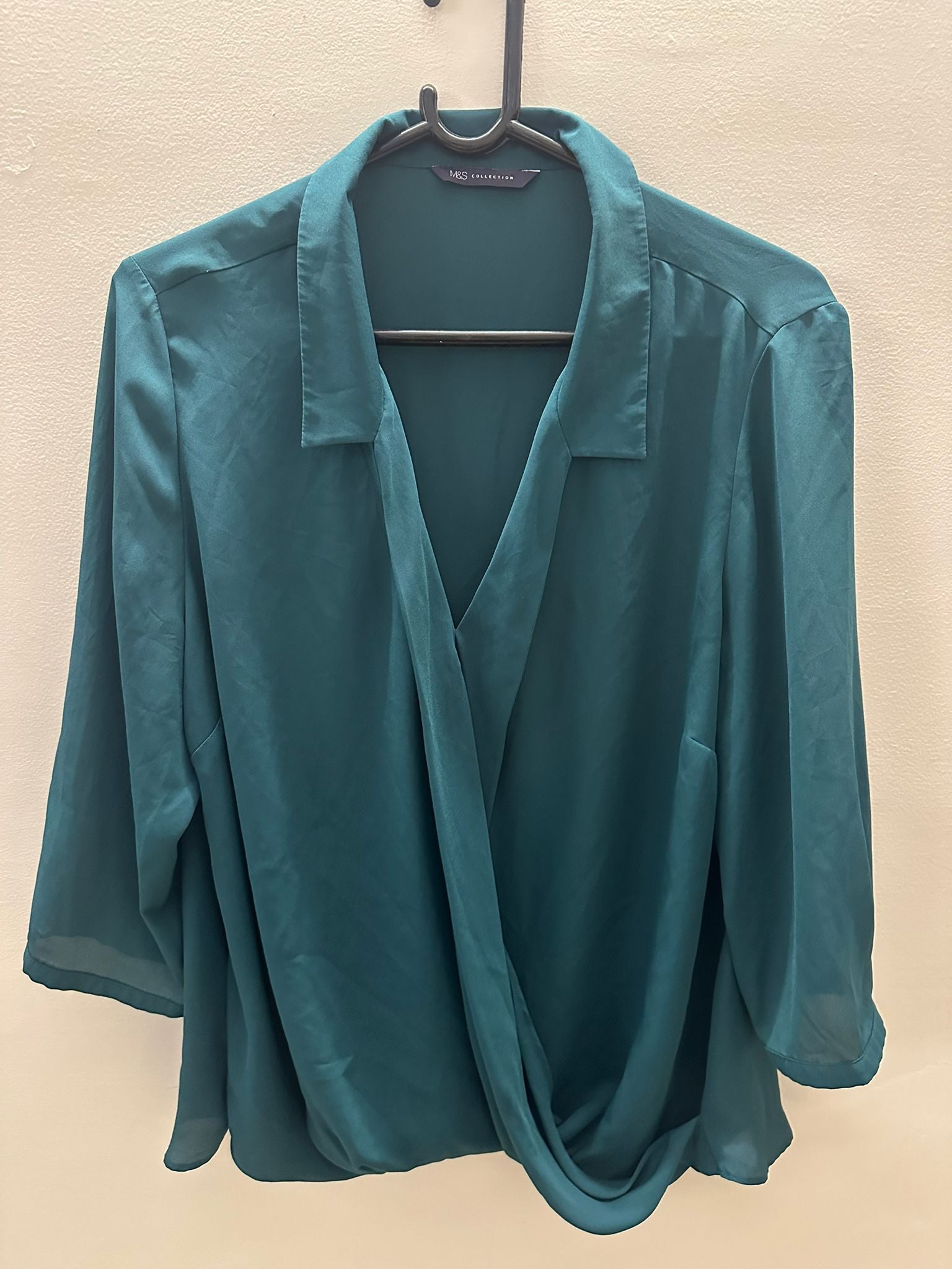 M&S Collection Women's Teal Green Wrap Blouse