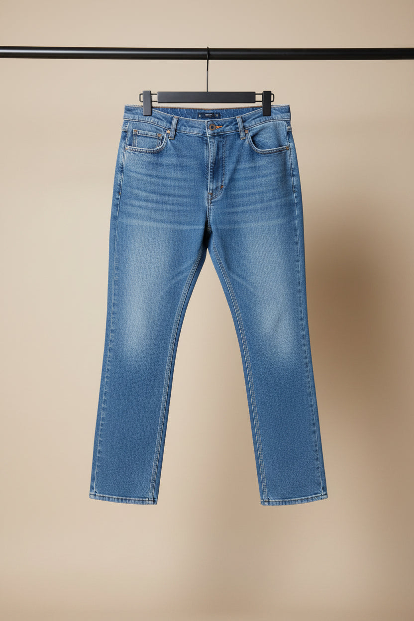 Flying Machine Men's Blue Straight Fit High-Rise Denim Jeans