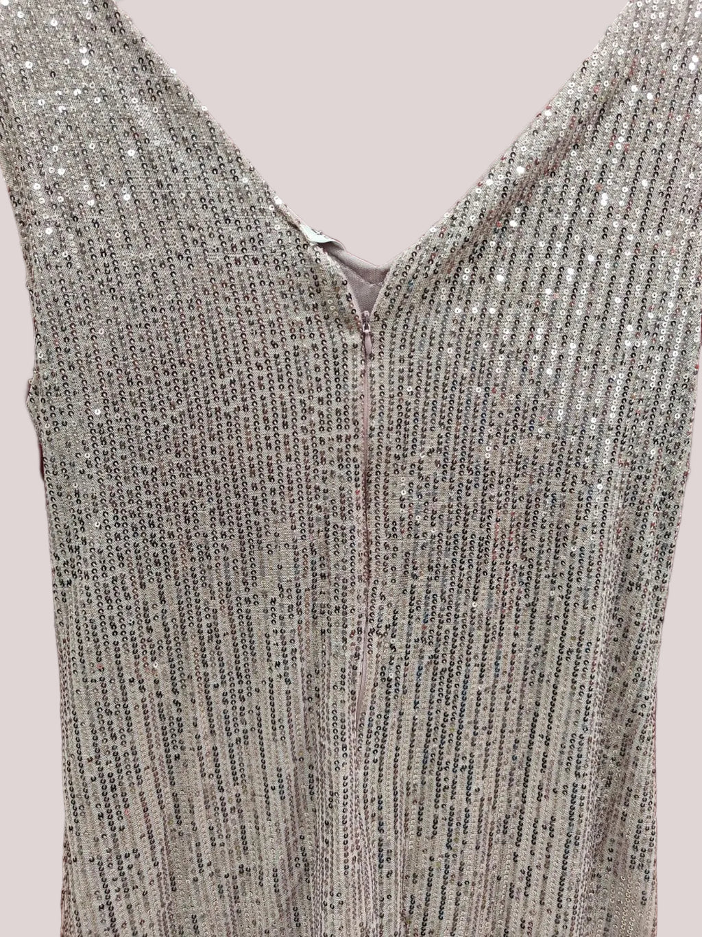 DHRUVI COLLECTION Women's Silver Sequin V-Neck Sleeveless Mini Dress