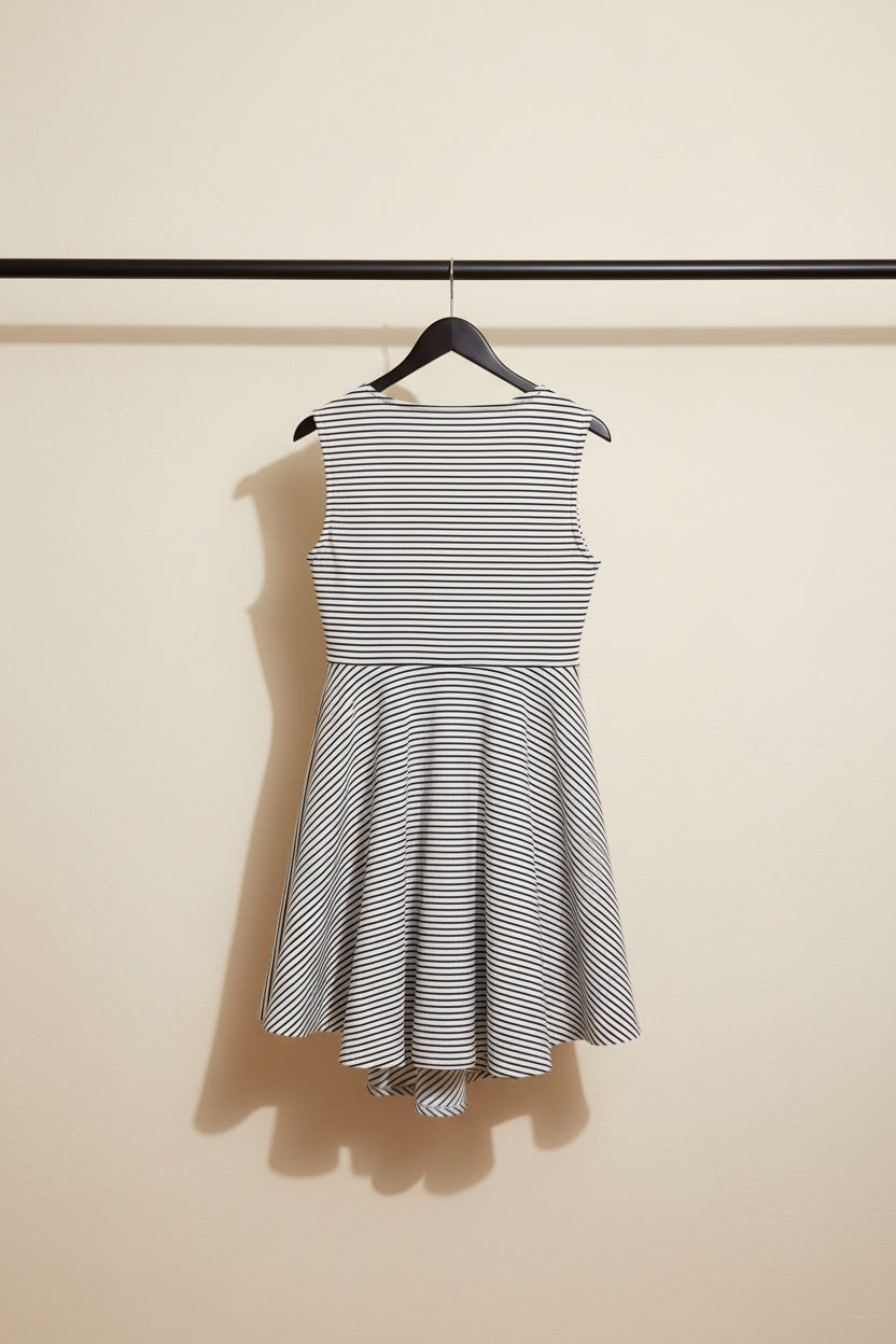 Jinbeier Women's Striped Sleeveless High-Low A-Line Dress