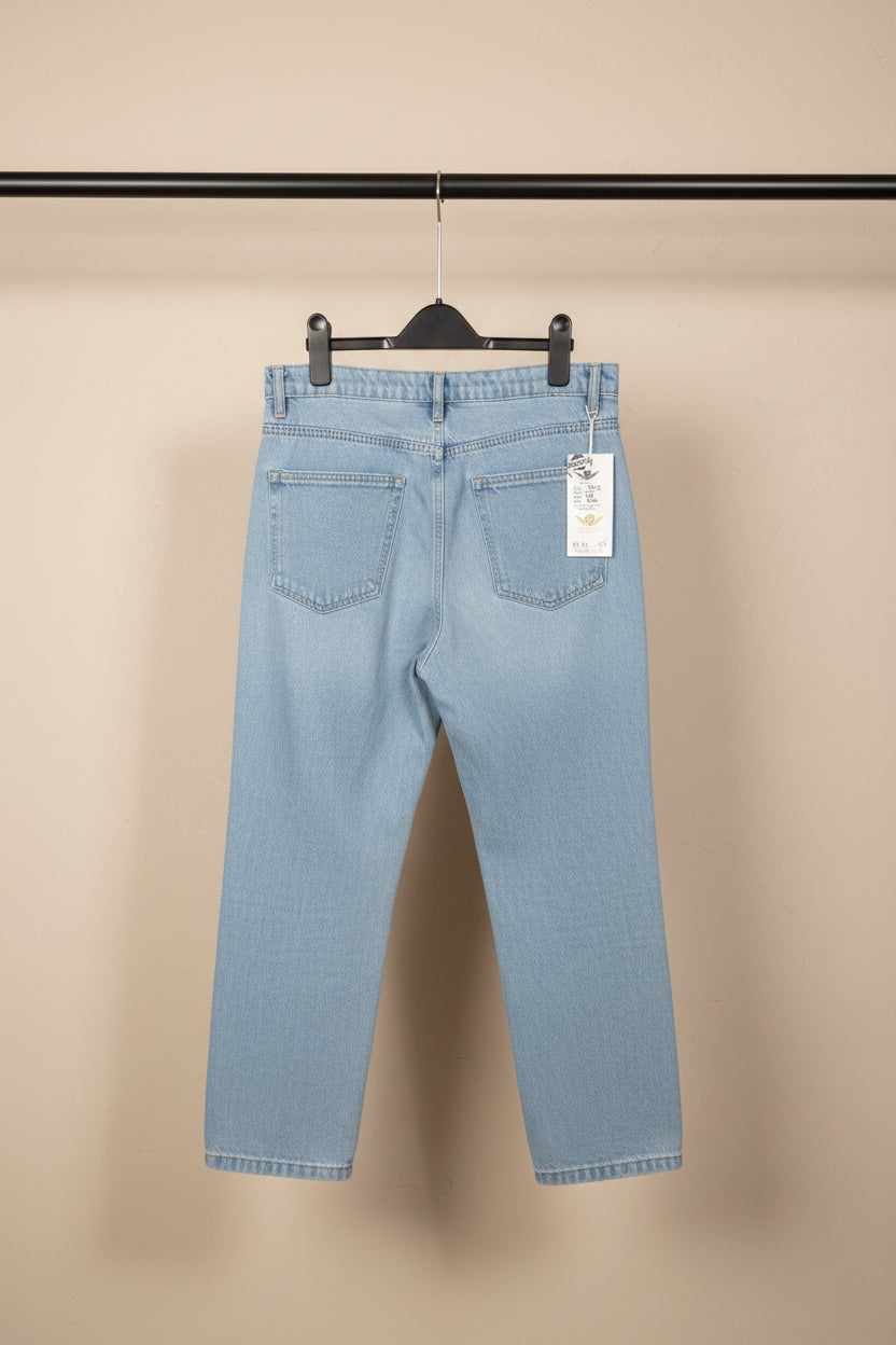 H.M Silver Niddle Light Blue Straight Fit Denim Jeans