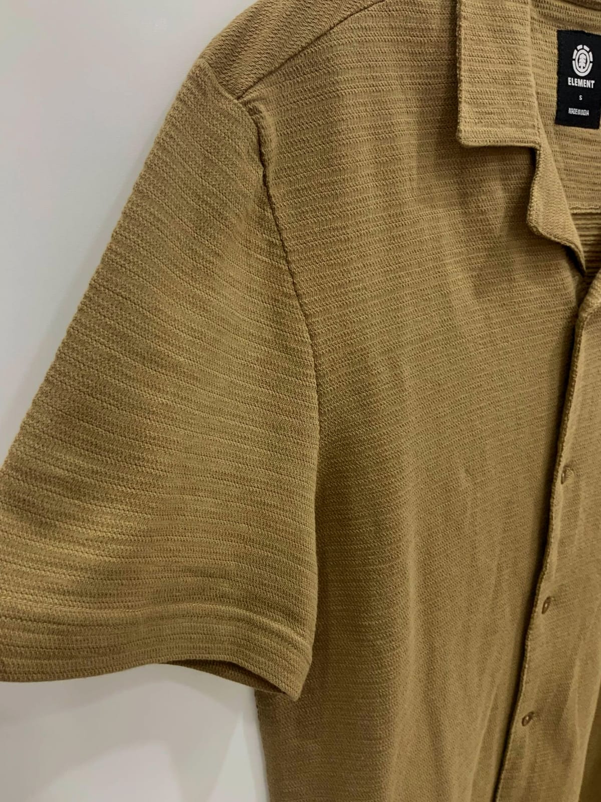 Men's Element Tan Textured Short Sleeve Collared Shirt