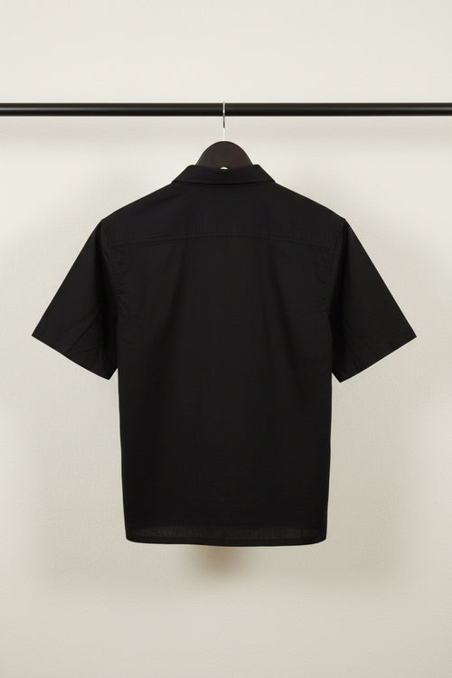 Black Short Sleeve Collared Casual Shirt