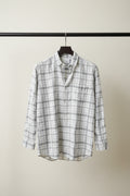 Go Rabbit Men's White & Grey Plaid Waffle Knit Casual Shirt