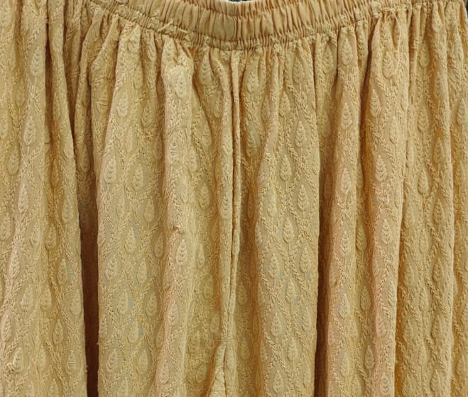 Women's Mustard Yellow Textured Palazzo Pants