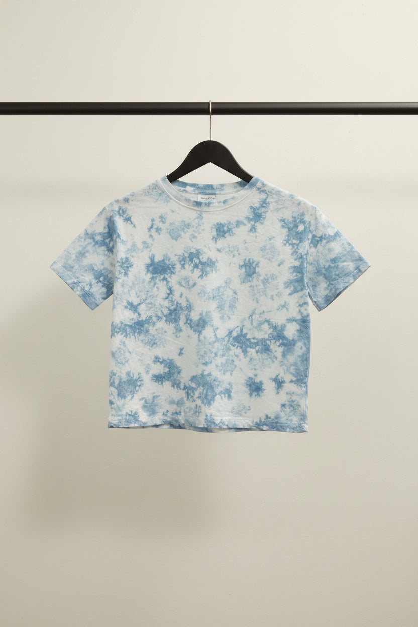 SUPER BRAND  Blue & White Tie-Dye Short Sleeve T-Shirt