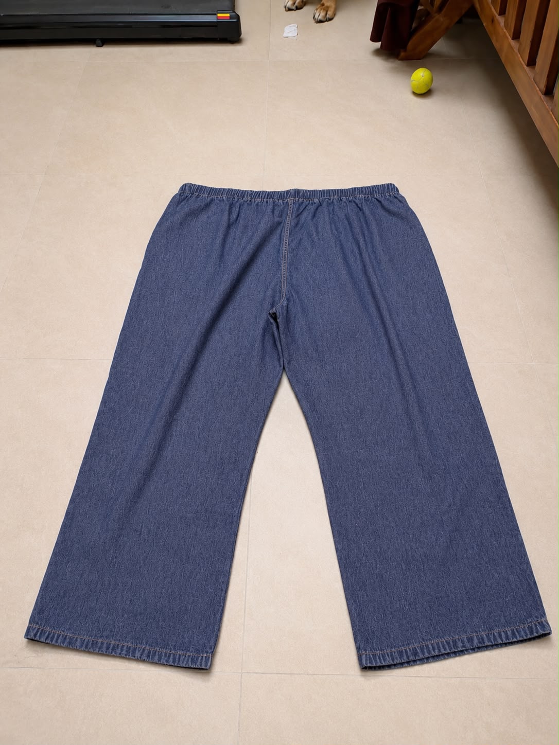 Blue Elastic Waist Wide Leg Pants
