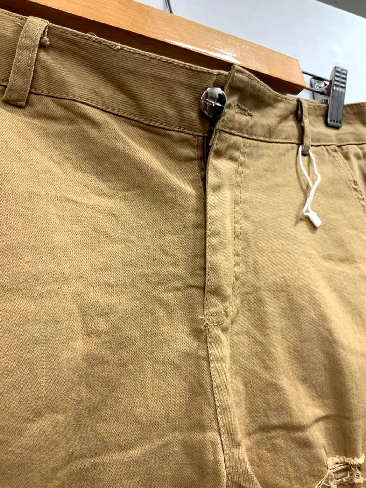 Women's Khaki Distressed Casual Shorts