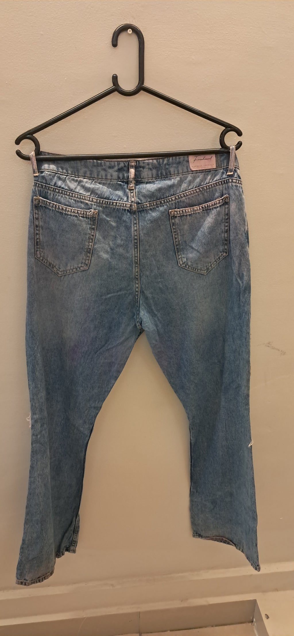Freehand Women's Blue Distressed Flared Denim Jeans