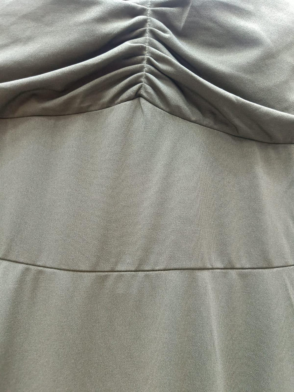 Women's Olive Green Ruched Sweetheart Neck Maxi Dress