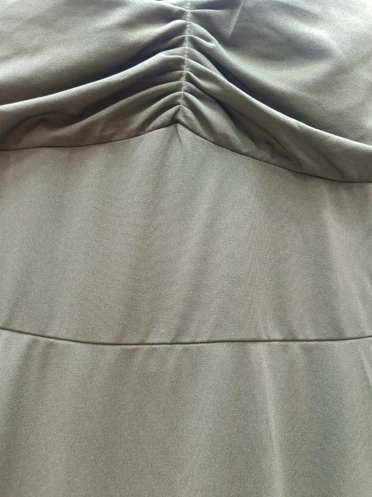 Women's Olive Green Ruched Sweetheart Neck Maxi Dress