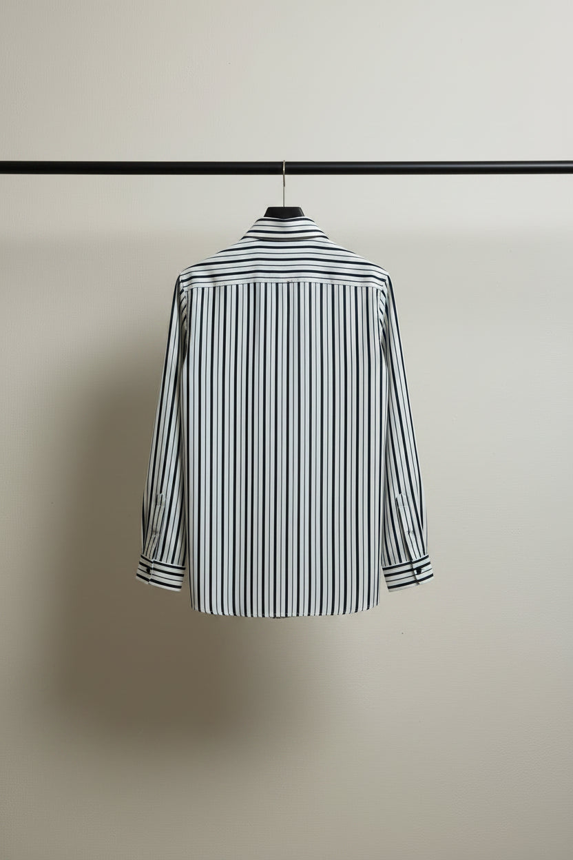 Lucky Brand Women's Black and White Striped Long Sleeve Shirt