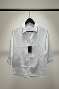 White 3/4 Sleeve Collared Blouse by Western Adda