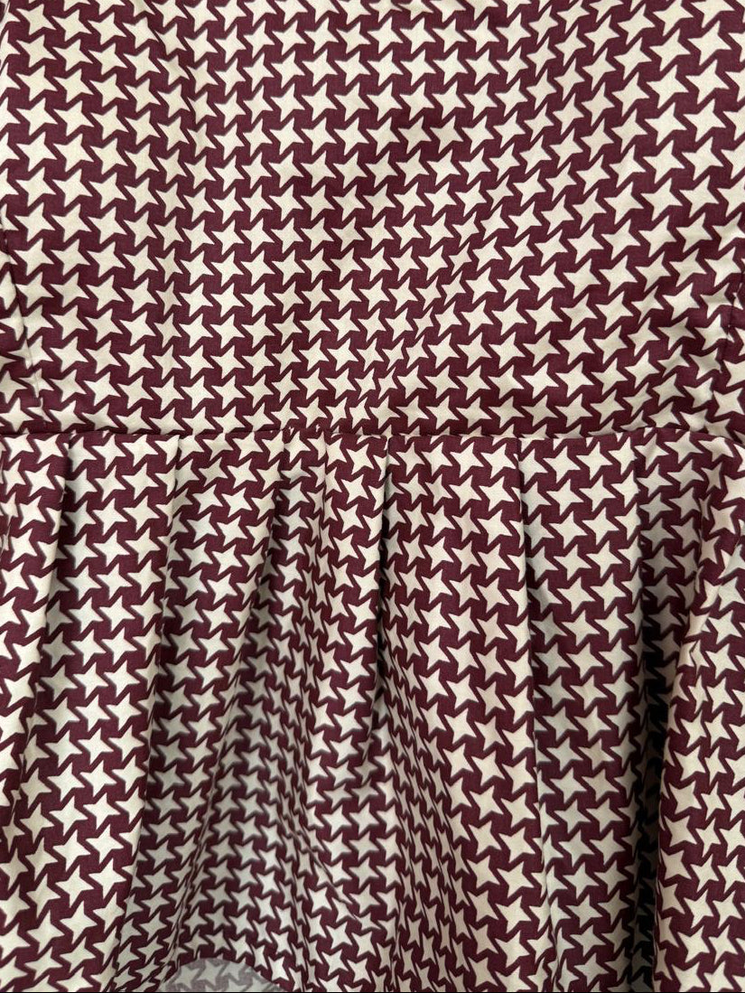 Women's Maroon & Off-White Geometric Print Tie-Shoulder Sleeveless Top