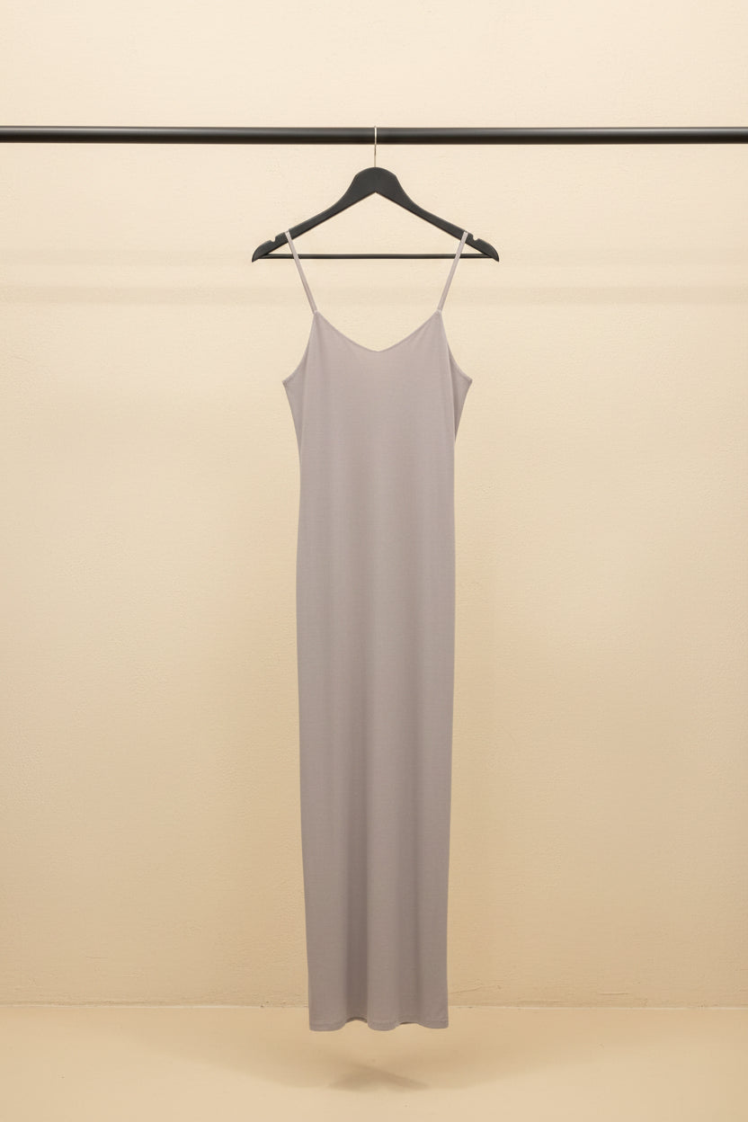 Light Grey Sleeveless Maxi Slip Dress