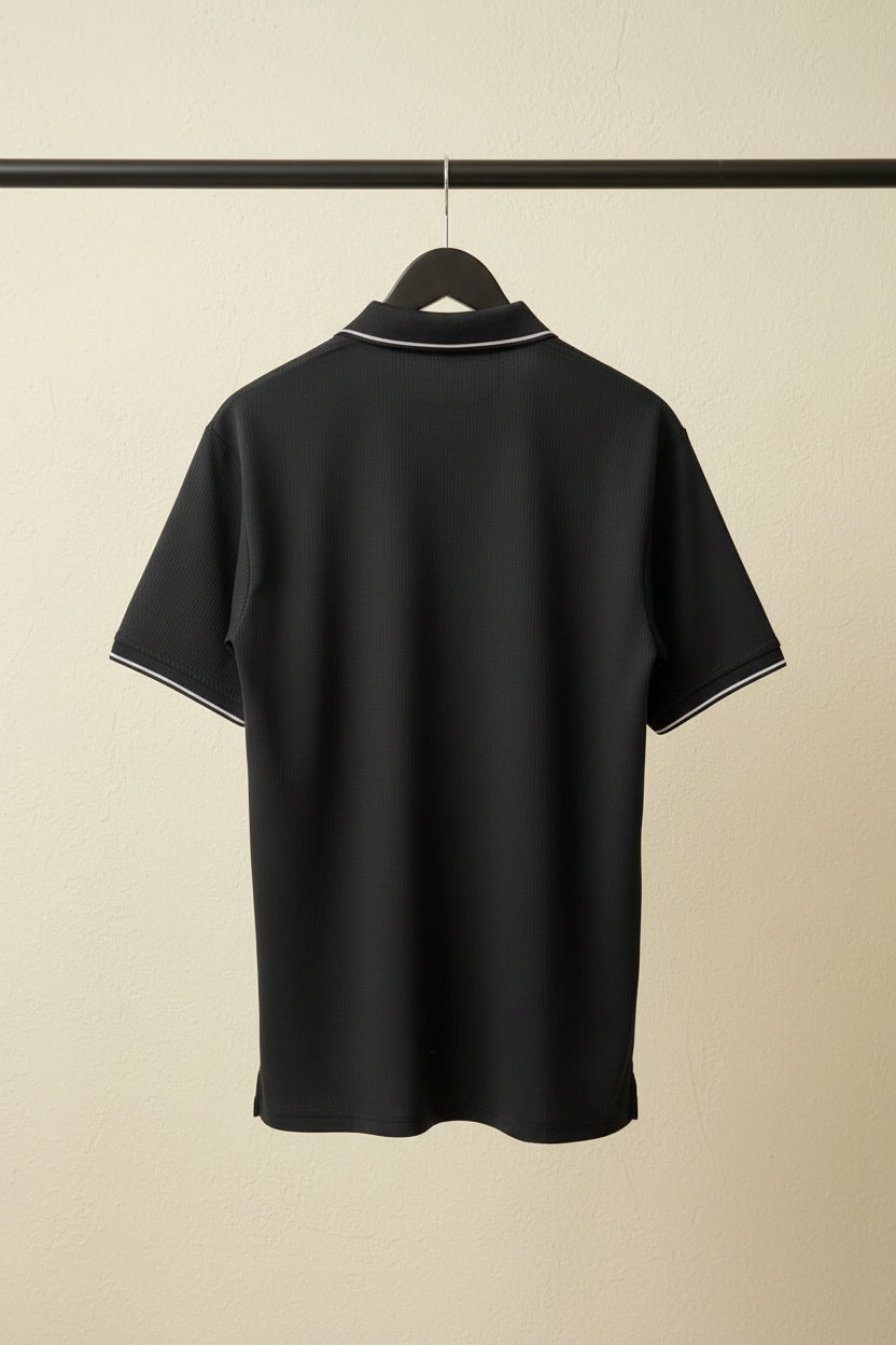 Black Armani Exchange Zip-Up Polo T-Shirt
