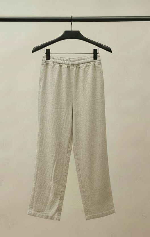 Women's Beige Corduroy Wide Leg Pants with Drawstring Waist