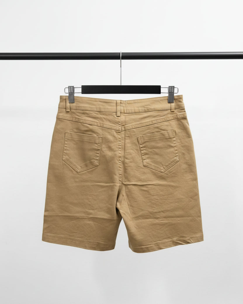 Women's Khaki Distressed Casual Shorts
