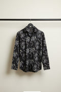 Men's Black Floral Print Long Sleeve Casual Shirt
