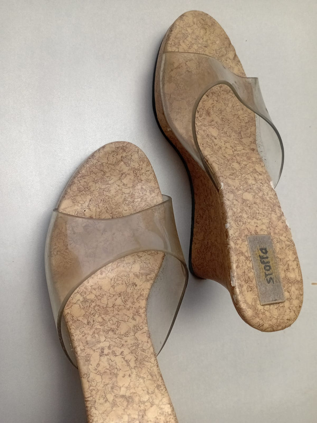 Stoffa Women's Clear Strap Cork Wedge Sandals