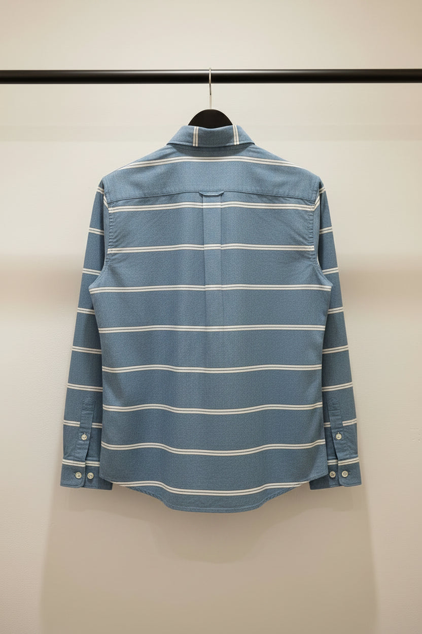 Men's  Blue & White Striped Long Sleeve Casual Shirt by Kokopelli