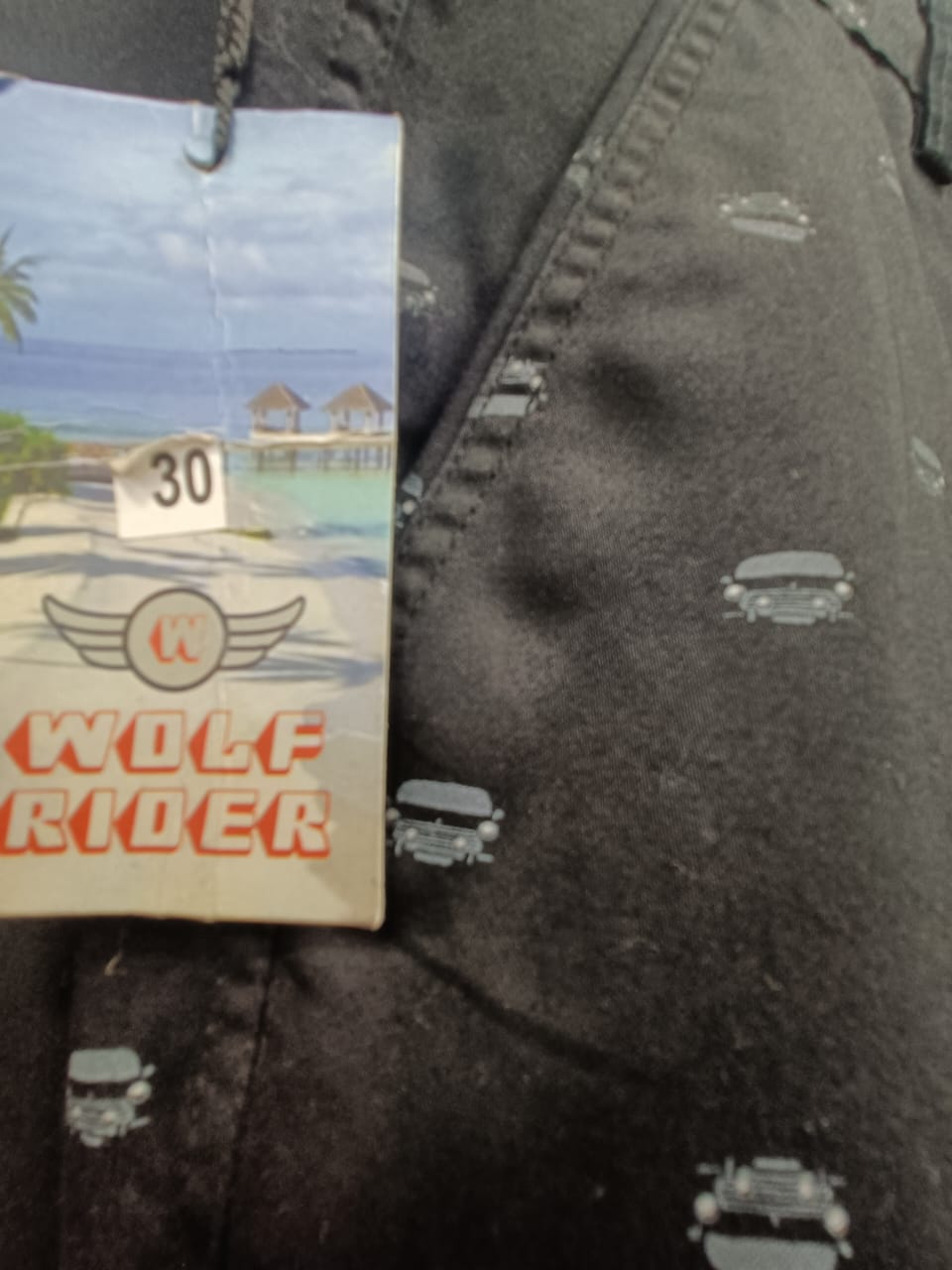 WOLF RIDER Men's Black Printed Casual Shorts