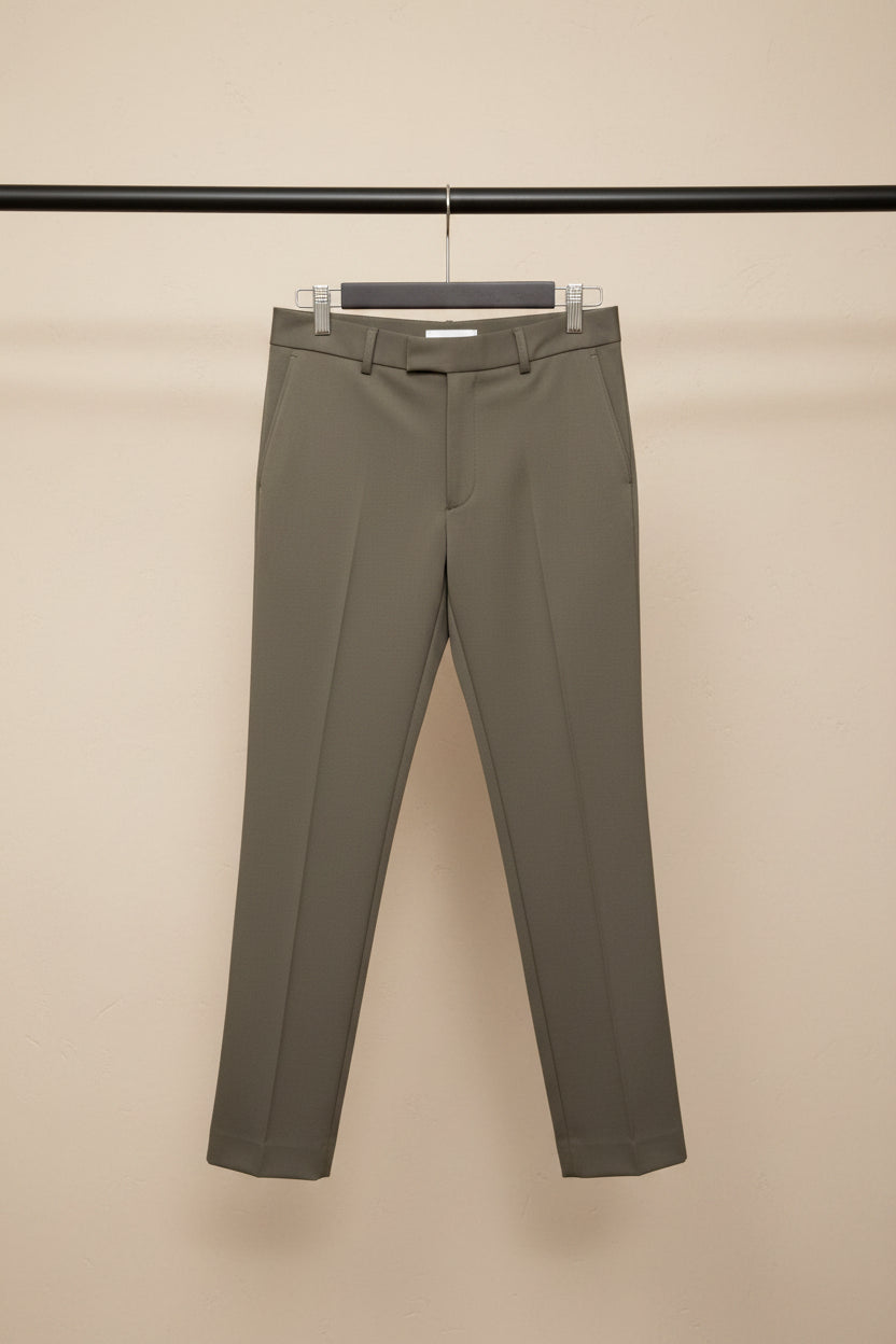 ELAN Men's Khaki Mid Rise Regular Fit Premium Trousers