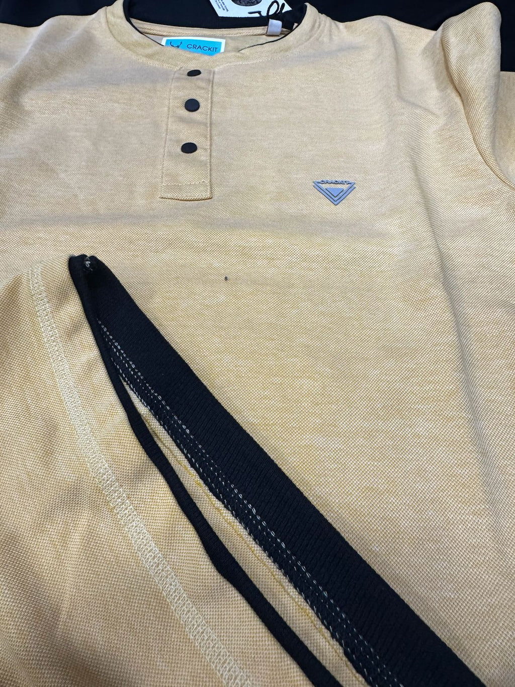 CRACKIT Men's Yellow Henley T-Shirt