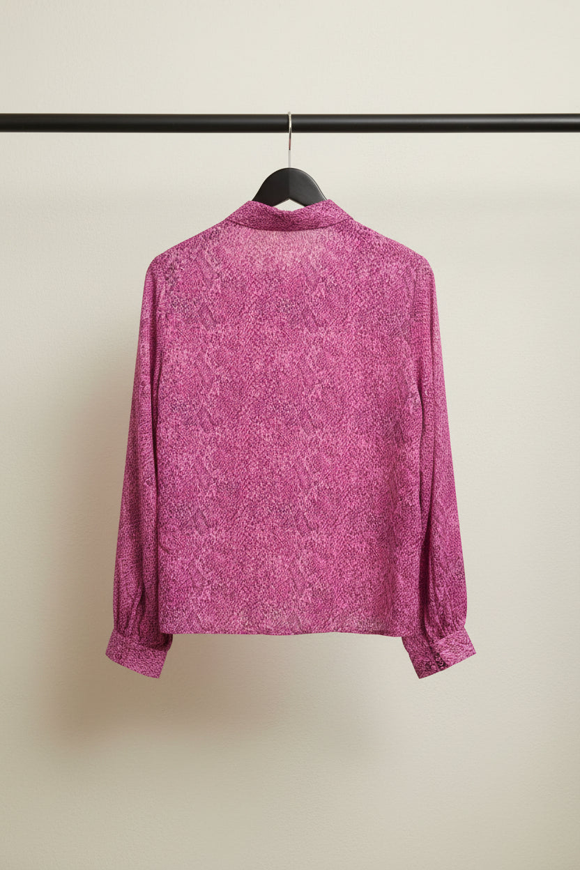 Women's Pink Patterned Long Sleeve Blouse