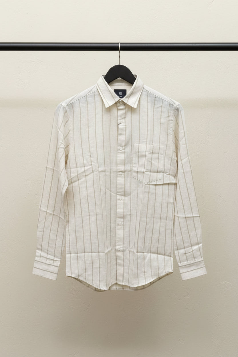 Men's BACCI PREMIUM Off-White Striped Full Sleeve Casual Shirt